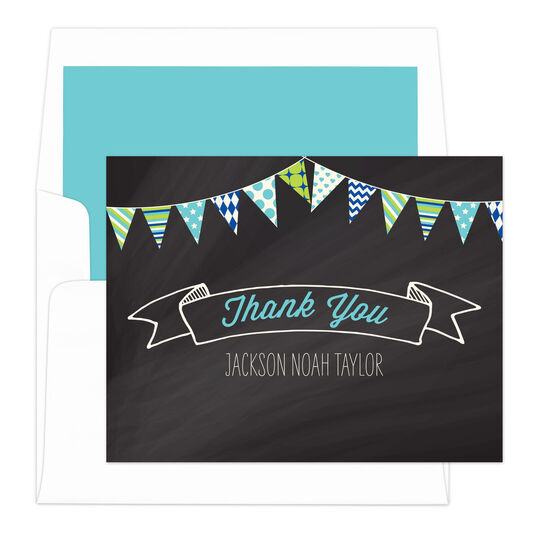 Chalkboard Banner Thank You Folded Note Cards